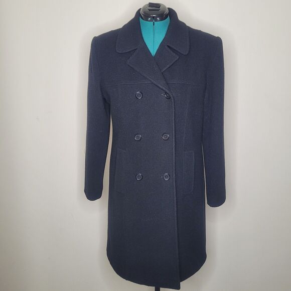 Vintage Jonathan Michael Black Wool Mid Length Coat Size 14 Made In The USA - Picture 1 of 6